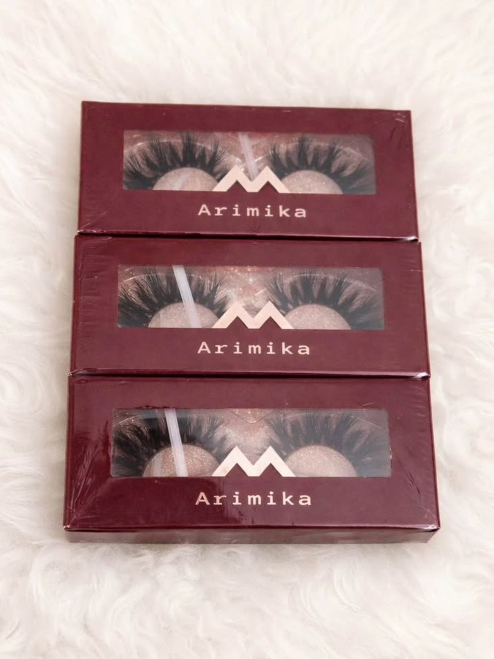 Arimika Dramatic Faux Mink Lashes in Burgundy Box (Set of 3)